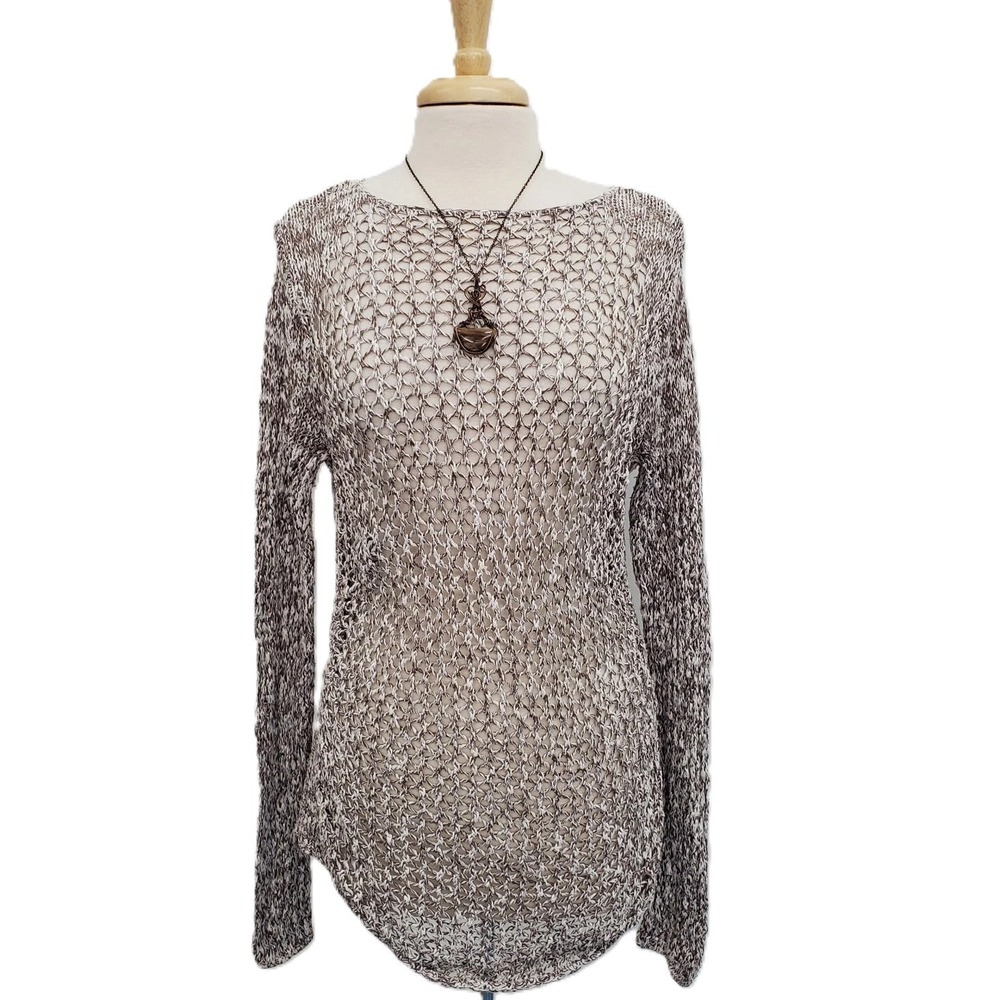 Tommy Bahama Womens XL Linen Cotton Open Knit Sheer‎ Sweater Top Coastal Beachy